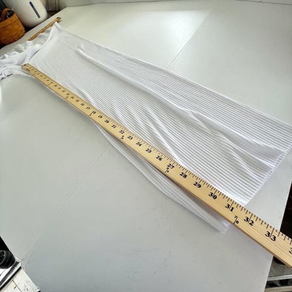 Enza Costa Women's Rayon Wide Leg Pants Elastic Waist NEW Sz M White Rib Knit - Picture 8 of 10